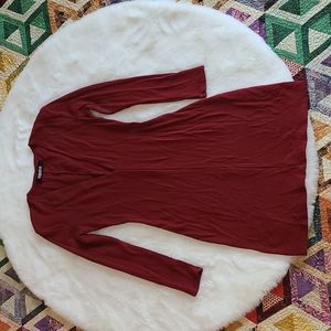 Reformation Red Ribbed Tencel/Spandex Stretchy Vneck Mini Dress Small